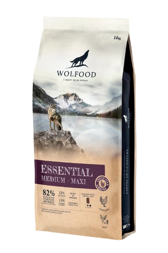 Sausas šunų ėdalas WOLFOOD Essential Medium Maxi, 14 kg
