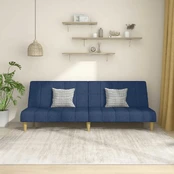 Dvivietė sofa-lova, mėlynos spalvos, audinys kaina