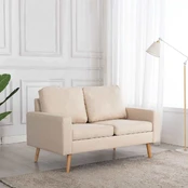 Dvivietė sofa, kreminės spalvos, audinys kaina