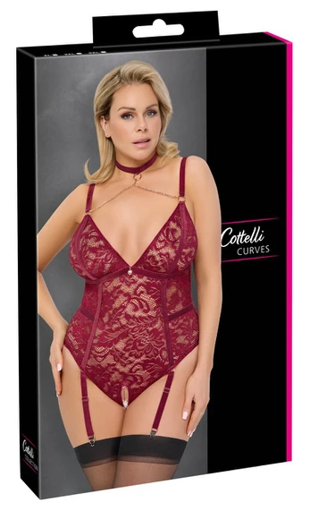 Cottelli curves Crotchless Body red 2XL glaustinukė