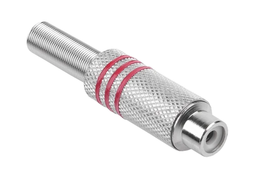 Gniazdo RCA srebrne 3 paski na kabel czerwone