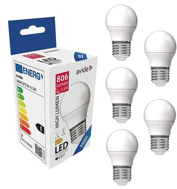 Avide LED lemputė 6.5W G45 E27 6400K 5vnt