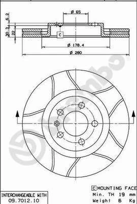 Stabdžių diskas BREMBO 09.7012.75