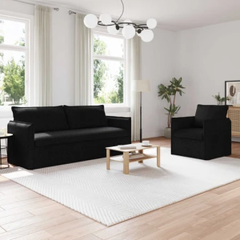 Sofa 2 pcs Juoda 196 x 82 x 85 cm audinys