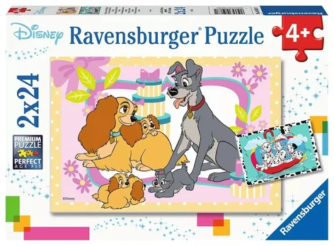 Ravensburger 2 dėlionės „Disney mylimi šuniukai“, 2×24 det., nuo 4 m.
