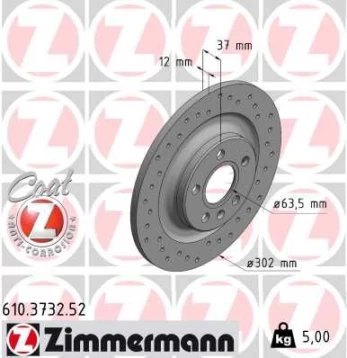 Stabdžių diskas ZIMMERMANN 610.3732.52