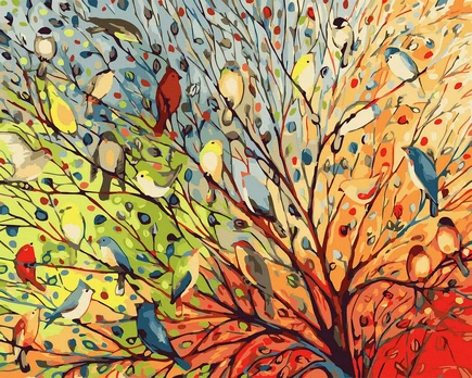 Tapybos rinkinys "Birds on a tree"