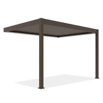 Pavėsinė Pergola Elegance Wall Automatic, 400 cm x 256 cm, rusvai pilki