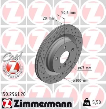 Stabdžių diskas ZIMMERMANN 150.2961.20