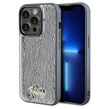 Dėklas Guess GUHCP14LPSFDGSS iPhone 14 Pro 6.1" sidabrinė|sidabrinis hardcase Sequin Script Metal