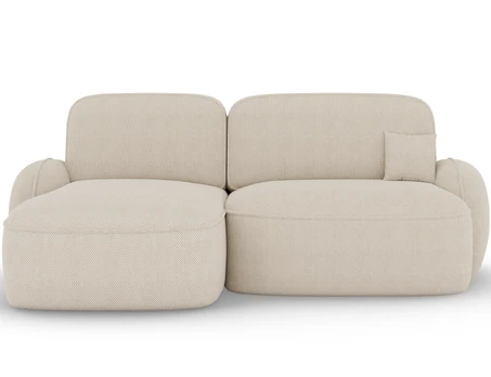 Tesalia corner sofa with sleeping function and storage compartment, beige velvet, left-hand side, Modern, Beige