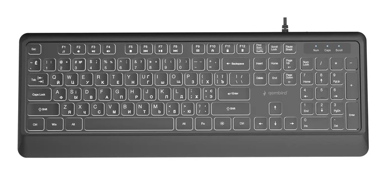 Gembird KB-UML-04-CYRL Slim wired backlight keyboard, black, Cyrillic layout