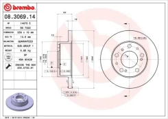 Stabdžių diskas BREMBO 08.3069.14 kaina