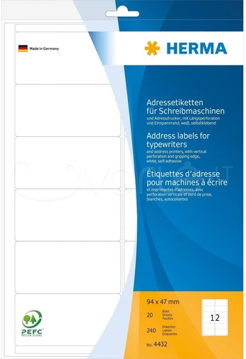 HERMA 4432 ženklinimo etiketė Balta