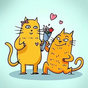 Wizardi Deimantinis paveikslas Cat Romance 20*20 cm WD2536