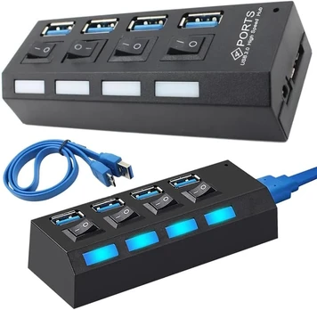 Parence Usb 4 prievadų centras - Superspeed Usb 3.0, Led indikatorius