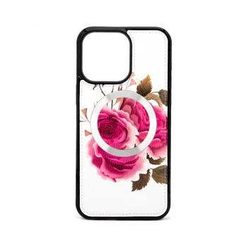 Nugarėlės dėklai Evelatus Apple iPhone 14 Pro Max Leather Case Zipper Design Flower White