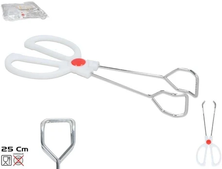 Virtuvinės žnyplės, baltos, 25 x 8 x 3,5 cm, KITCHEN&GO