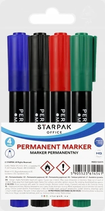 MARKER PERMANENTNY OKRĄGŁY 4 KOLORY W ETUI STARPAK 524575