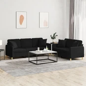 Sofa Sofos komplektas su pagalvėmis, 2 dalių, juodas, audinys kaina