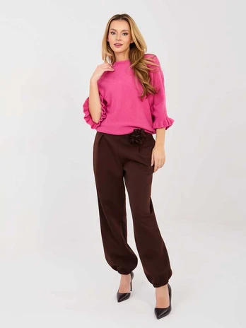 Italy Moda Kelnės-IT-SP-22197.61-ciemny ruda