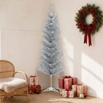 Dirbtinis lieknas Kalėdų medis 150 cm PVC ir Plienas Sidabrinė