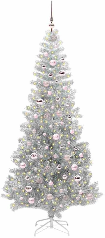Kalėdų eglutė su 300 LED s stovu Sidabro 210 cm PET