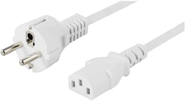 Deltaco Earthed extension cable CEE 7/7 to IEC 60320 C13, 10m, baltas