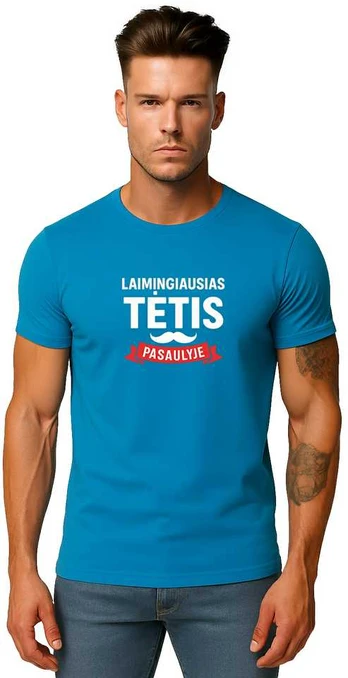 Turkio marškinėliai Laimingiausias tėtis (baltas)