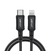 Acefast cable MFI USB Type C - Lightning 1,8m, 30W, 3A black (C4-01 C Black) kaina