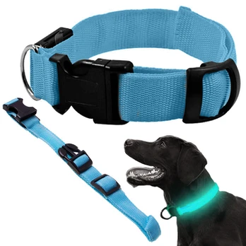 Šviečiantis LED antkaklis šunims ir katėms, mėlynas, 46-59 cm