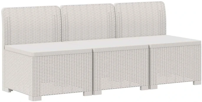 3- vietis Sodas Sofas Ratanas PP Balta