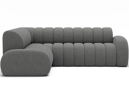 Villeo corner sofa with sleeping function and extendable seat, grey bouclé, left-hand, Modern, Gray