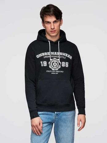 Men's hooded sweatshirt with graphics - juodas V3 B1714
