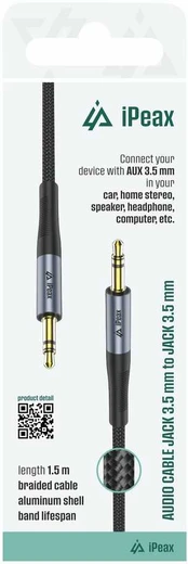 iPEAX ADAPTER 3,5 MM JACK / 3,5 MM JACK 1,5 M Juodas