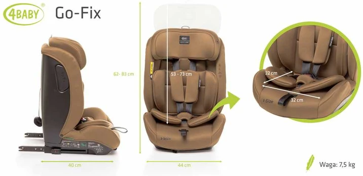 AUTOKĖDUTĖ GO-FIX 76-150cm MOKKA I-SIZE