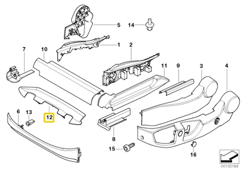 Bmw Sėdimo Kėdės Viršutinė Danga E60 E61 E65 E66 E67 Originalus 52107008868