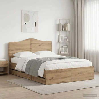 Lova Bed Frame with Storage and Headboard Artisan Oak 140 x 190 cm