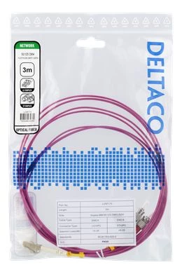 Optinis kabelis, 3 m, LC-ST dvipusis, 50/125, rožinis DELTACO / LCST-73