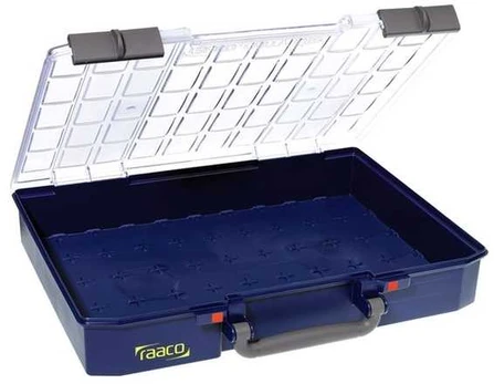 raaco CarryLite 80, Tool box, Polycarbonate (PC), Polypropylene, Mėlyna, Transparent, 13 kg, Hinge, 413 mm
