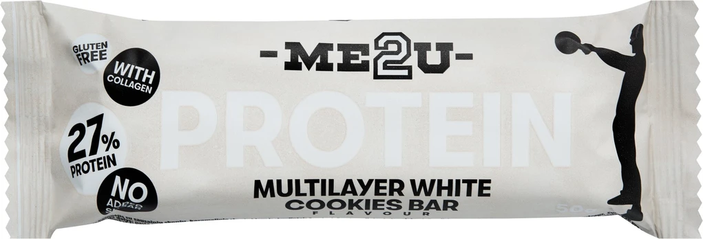 Me2U Protein Multilayer White Cookies 50g/Proteino batonėlis