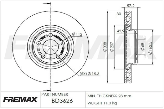 Stabdžių diskas FREMAX BD-3626