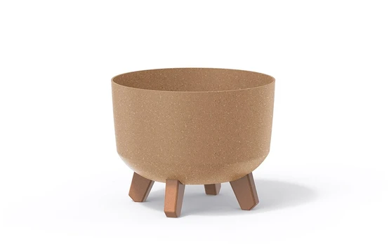 Plastikinis kambarinis vazonas GRACIA ECO WOOD STANDARD, ant kojelių, rudos sp., vazono skersmuo 23,