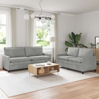 Sofa Sofos komplektas 2 pcs Šviesiai pilka Aksomas