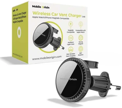 Mobile Origin Wireless Car Vent Charger CA18, Apple Watch/iPhone MagSafe Compatible