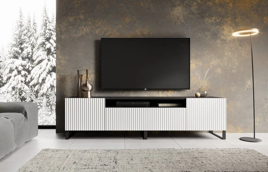 TV spintelė Noemi, balta/juoda