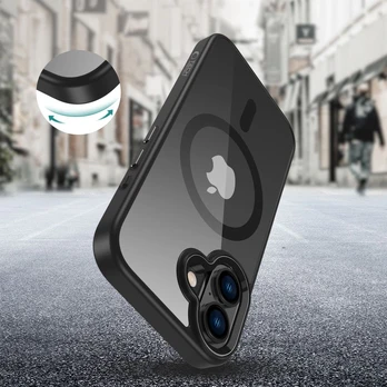 Juodas / skaidrus dėklas Apple iPhone 16 telefonui "Tech-Protect Magmat Magsafe"