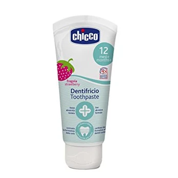 Chicco braškių skonio dantų pasta su fluoru, 12M+
