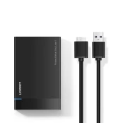 Ugreen external hard drive HDD SSD housing case SATA 2,5'' USB 3.2 Gen 1 (5 Gbps) micro USB SuperSpeed + cable black (US221 30848) kaina
