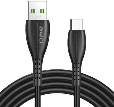 Kabelis 2.4A 1m USB - USB-C AWEI CL-115T juoda